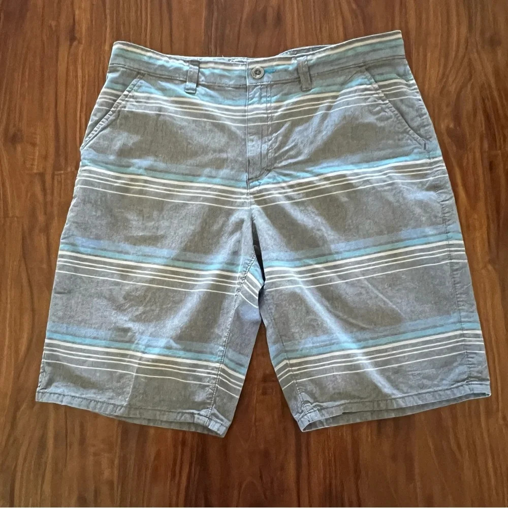 Tony Hawk Grey Blue Striped Skateboarding Casual Shorts mens size 34